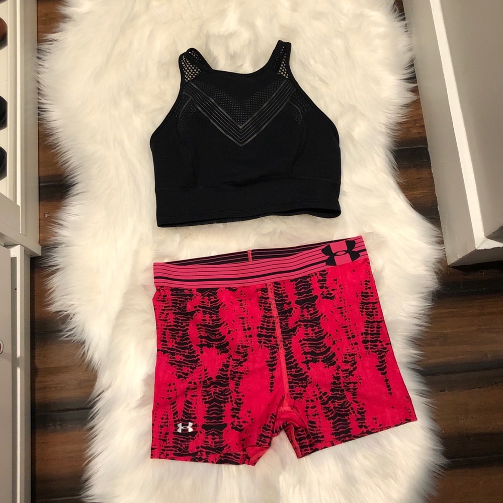 UA Red & Black Spandex Compression Shorts
